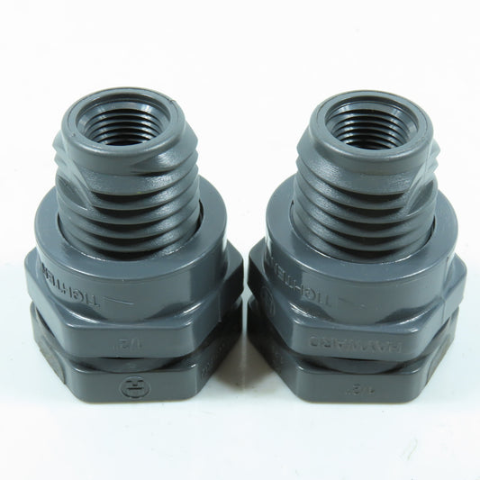 Hayward 1/2" Bulkhead Tank Fitting CPVC/EPDM FPT x FPT Lot of 2