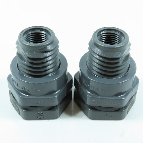 Hayward 1/2" Bulkhead Tank Fitting CPVC/EPDM FPT x FPT Lot of 2