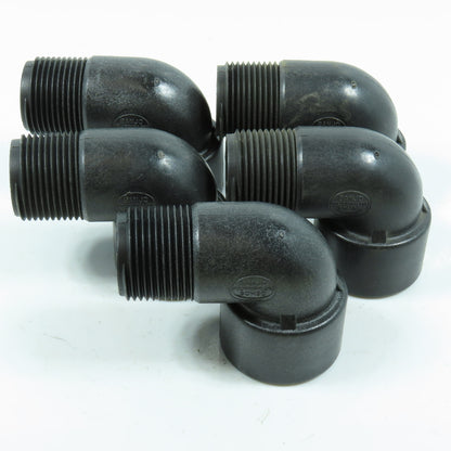 Banjo 1" 90 Degree Street Elbow SCH80 Polypropylene MNPT x FNPT Lot of 5