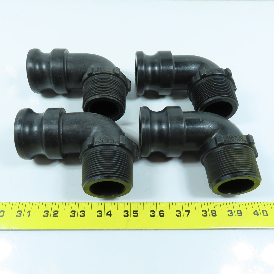 Banjo 1-1/2" MNPT x Cam Lever 90 Degree Elbow SCH80 Polypropylene Lot of 4