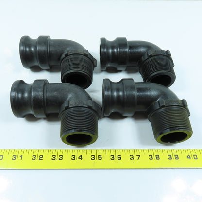 Banjo 1-1/2" MNPT x Cam Lever 90 Degree Elbow SCH80 Polypropylene Lot of 4