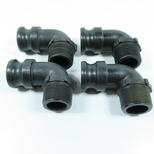Banjo 1-1/2" MNPT x Cam Lever 90 Degree Elbow SCH80 Polypropylene Lot of 4