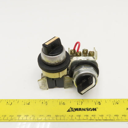 Allen Bradley 800T-H2 600V 2 Position Selector Switch Lot Of 2