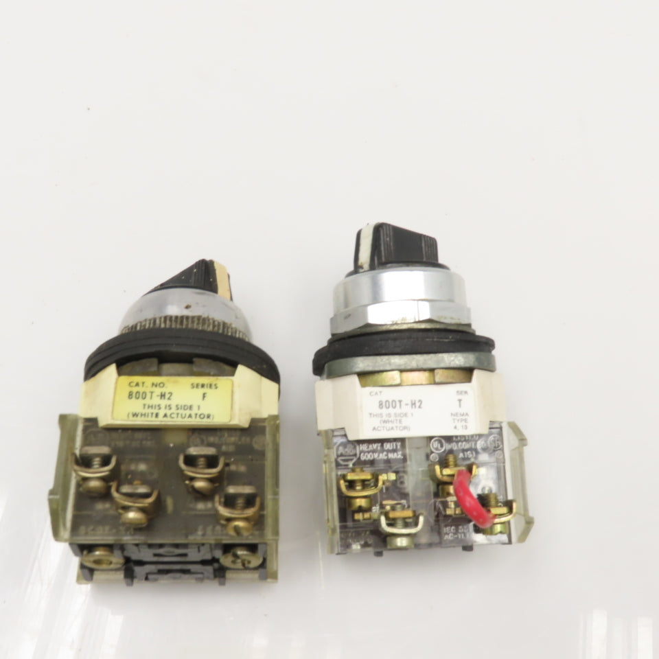 Allen Bradley 800T-H2 600V 2 Position Selector Switch Lot Of 2