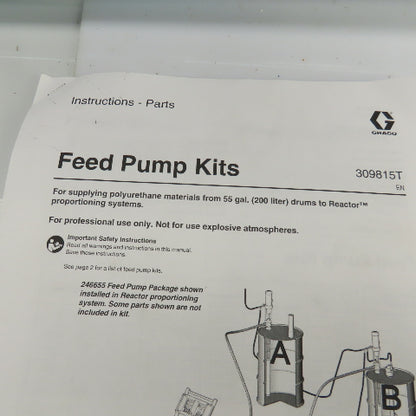 Graco 309815T Stainless Steel Feed Pump Kit For 55 Gallon Drums 1" NPT