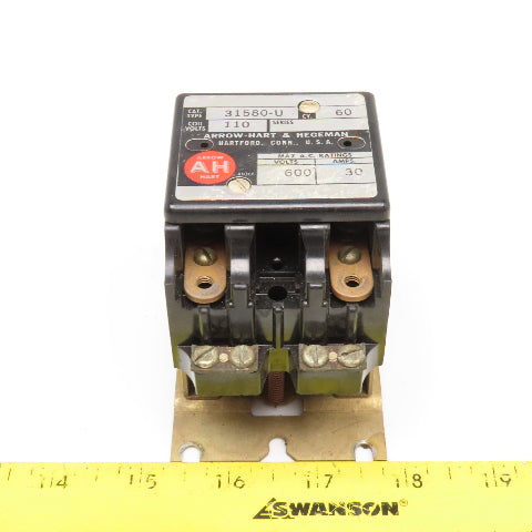 Arrow Hart 31580-U Contactor 600V 110V Coil 2 Pole