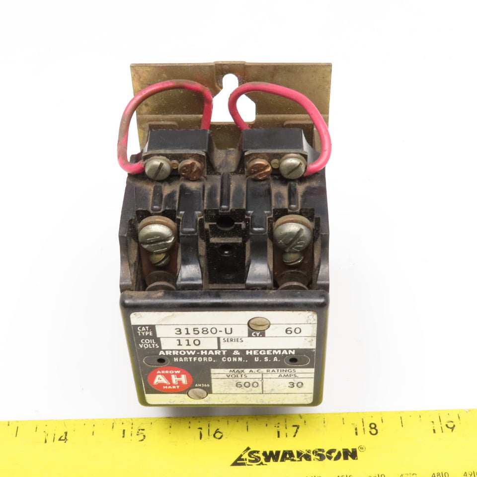 Arrow Hart 31580-U Contactor 600V 110V Coil 2 Pole