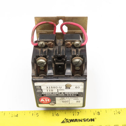 Arrow Hart 31580-U Contactor 600V 110V Coil 2 Pole