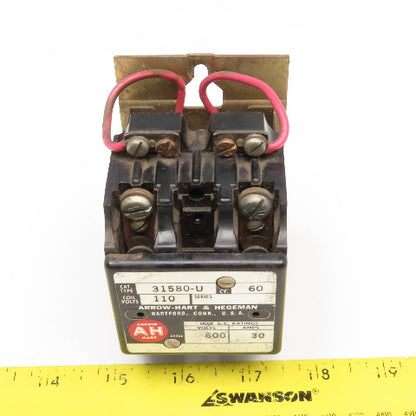 Arrow Hart 31580-U Contactor 600V 110V Coil 2 Pole