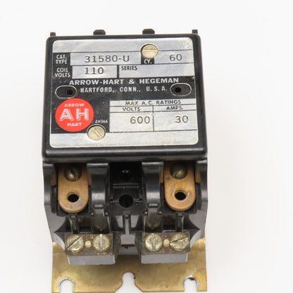 Arrow Hart 31580-U Contactor 600V 110V Coil 2 Pole