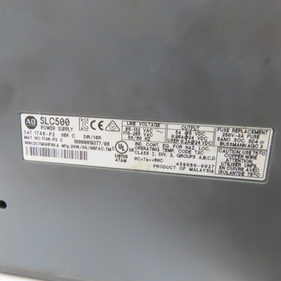 Allen Bradley 1746-P2 SLC 500 Programmable Controller I/O Cards CPU Power Supply