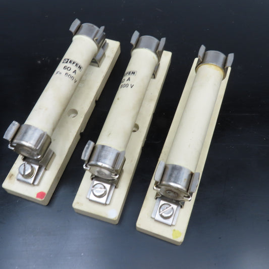 EFEN 60A 600V Ceramic Fuse Holder Lot Of 3
