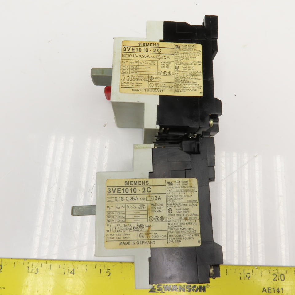 Siemens 3VE1010- Manual Motor Starters 600V 7.5A, 3A, 75A, 4.8A Mixed Lot Of 6