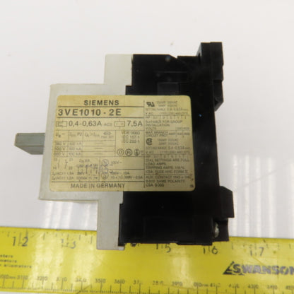 Siemens 3VE1010- Manual Motor Starters 600V 7.5A, 3A, 75A, 4.8A Mixed Lot Of 6