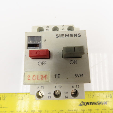 Siemens 3VE1010- Manual Motor Starters 600V 7.5A, 3A, 75A, 4.8A Mixed Lot Of 6