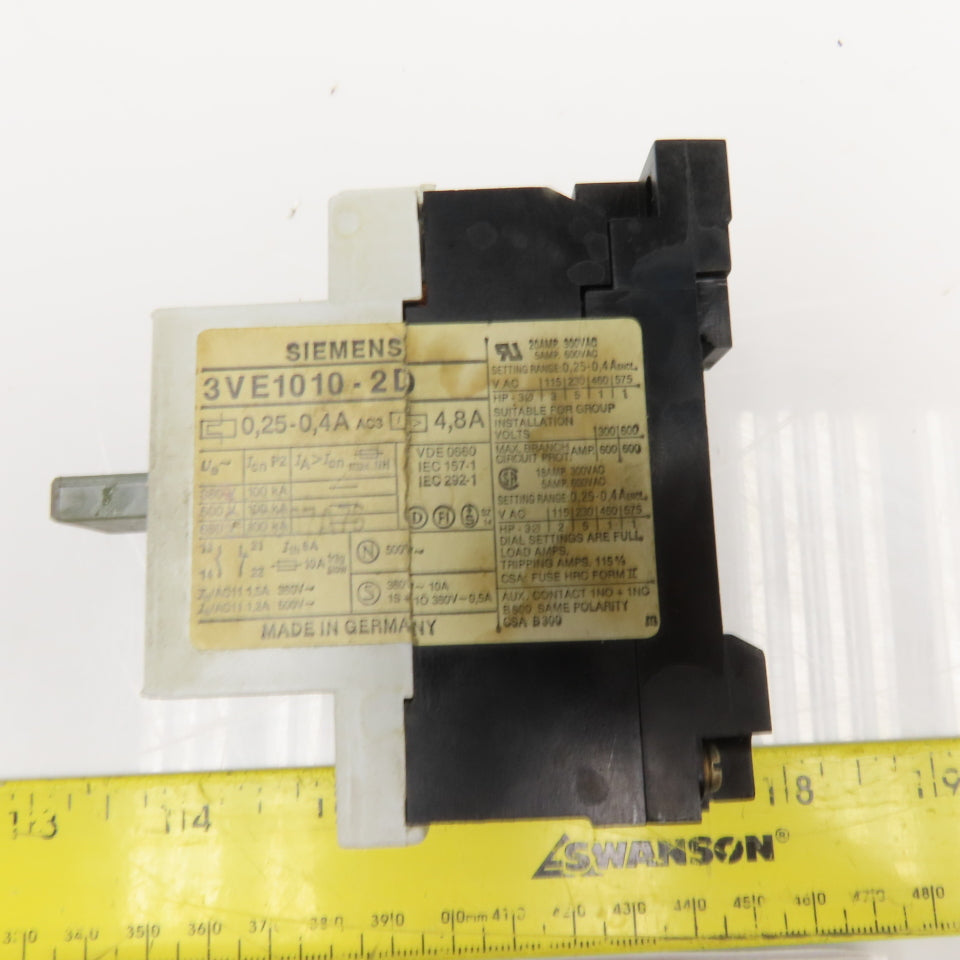Siemens 3VE1010- Manual Motor Starters 600V 7.5A, 3A, 75A, 4.8A Mixed Lot Of 6