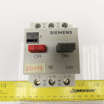 Siemens 3VE1010- Manual Motor Starters 600V 7.5A, 3A, 75A, 4.8A Mixed Lot Of 6