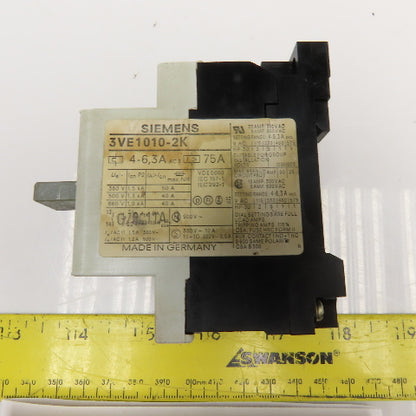 Siemens 3VE1010- Manual Motor Starters 600V 7.5A, 3A, 75A, 4.8A Mixed Lot Of 6