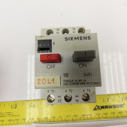 Siemens 3VE1010- Manual Motor Starters 600V 7.5A, 3A, 75A, 4.8A Mixed Lot Of 6