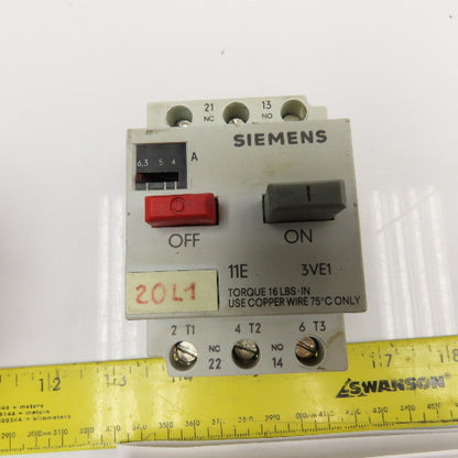 Siemens 3VE1010- Manual Motor Starters 600V 7.5A, 3A, 75A, 4.8A Mixed Lot Of 6