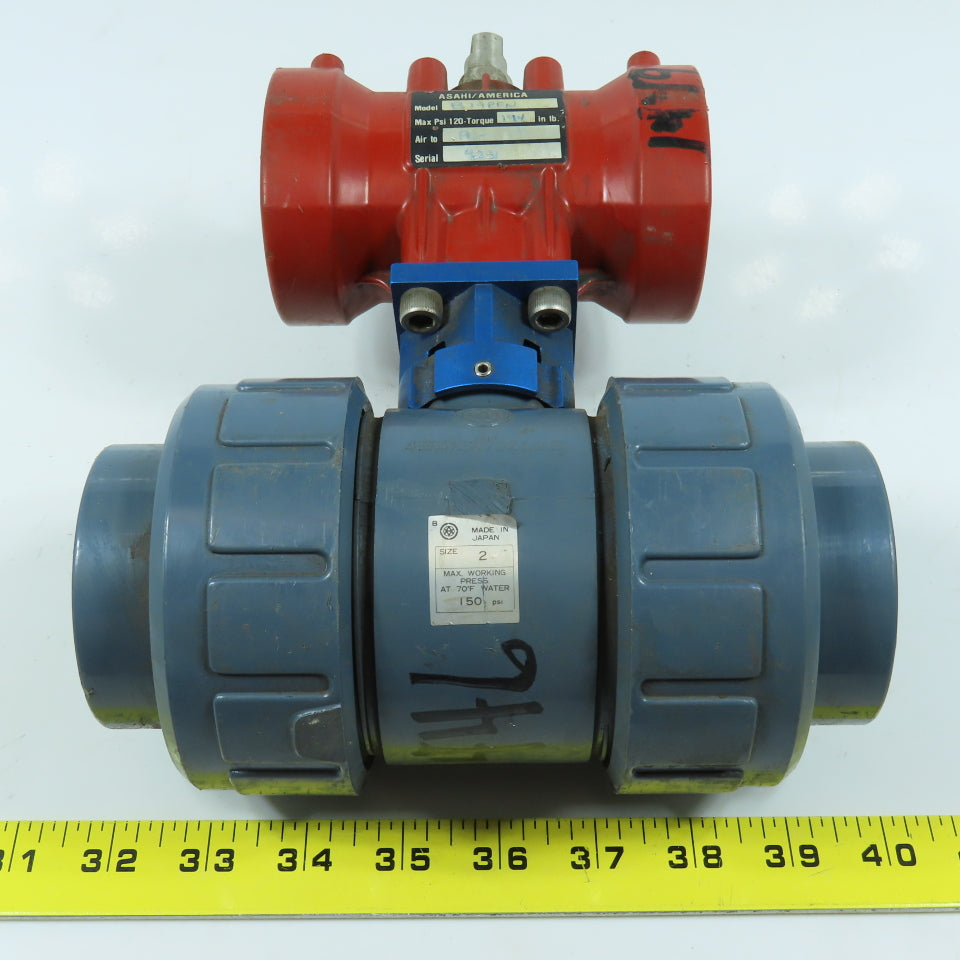 Asahi B79PFN Pneumatic Actuator W/ 2" Flanged Socket Slip Ball Valve