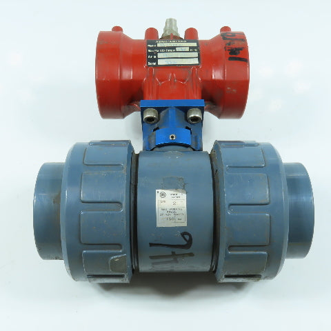 Asahi B79PFN Pneumatic Actuator W/ 2" Flanged Socket Slip Ball Valve