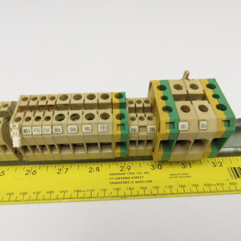 Weidmuller SAK2.5 Electrical Wire Terminal Ground Block Rail Assembly Lot Of 80