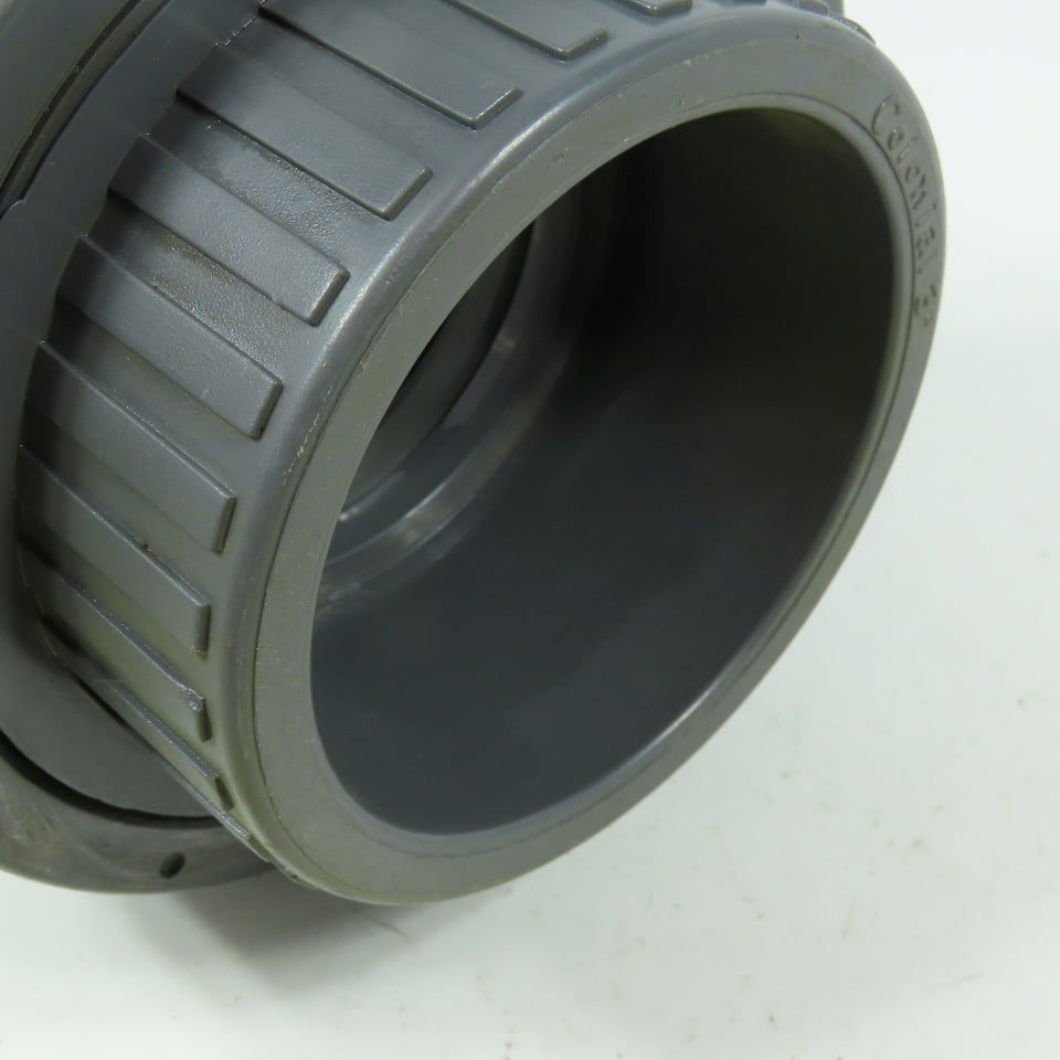 Colonial 3" Socket x FNPT Pipe Union SCH80 Gray PVCI Pipe Fitting