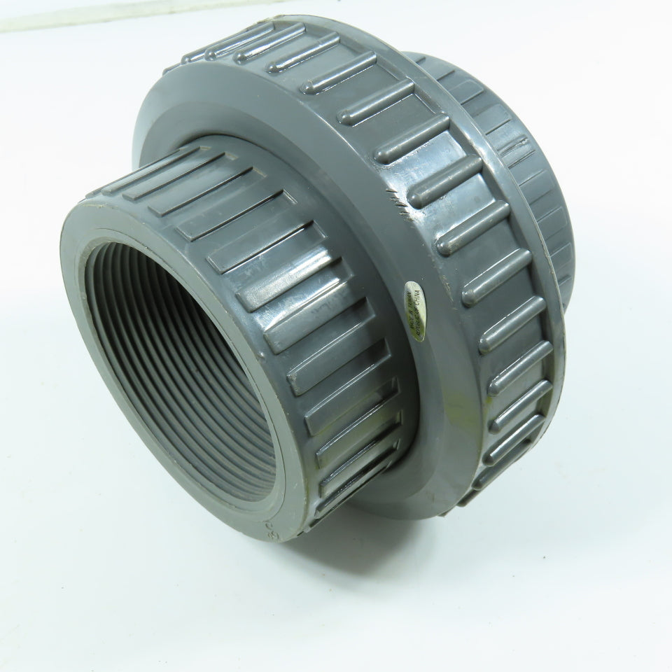 Colonial 3" Socket x FNPT Pipe Union SCH80 Gray PVCI Pipe Fitting