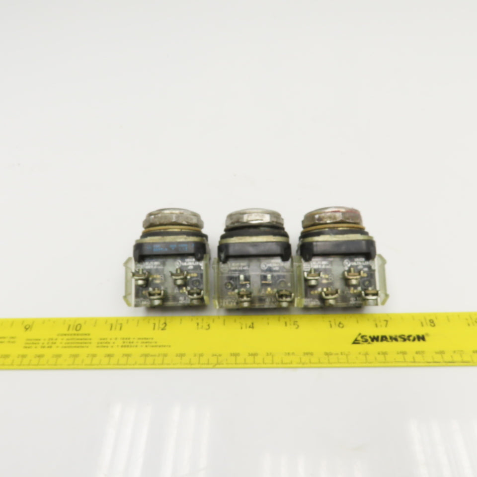 Allen Bradley 800T-AT 600V Push Button Switch Black Flush Lot Of 3