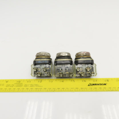 Allen Bradley 800T-AT 600V Push Button Switch Black Flush Lot Of 3