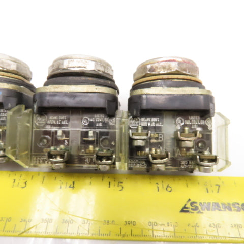 Allen Bradley 800T-AT 600V Push Button Switch Black Flush Lot Of 3