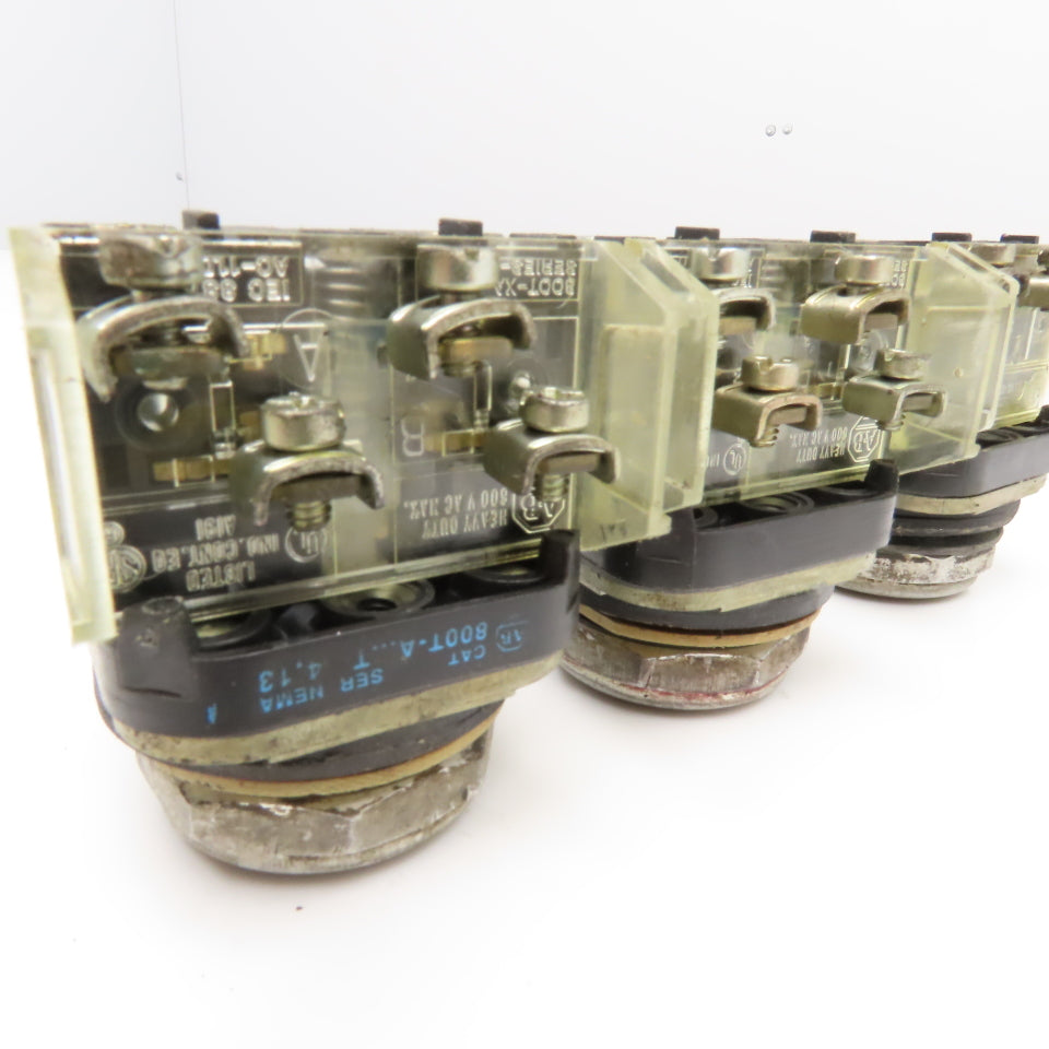 Allen Bradley 800T-AT 600V Push Button Switch Black Flush Lot Of 3