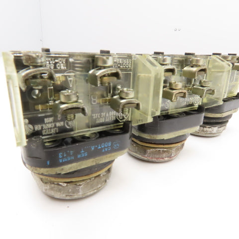 Allen Bradley 800T-AT 600V Push Button Switch Black Flush Lot Of 3