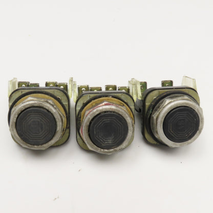 Allen Bradley 800T-AT 600V Push Button Switch Black Flush Lot Of 3