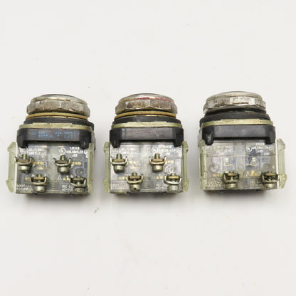 Allen Bradley 800T-AT 600V Push Button Switch Black Flush Lot Of 3