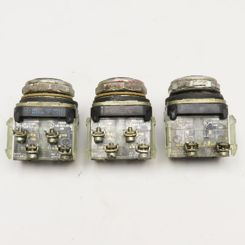 Allen Bradley 800T-AT 600V Push Button Switch Black Flush Lot Of 3