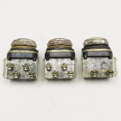 Allen Bradley 800T-AT 600V Push Button Switch Black Flush Lot Of 3