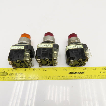 Allen Bradley 800T-PT16 120V Red  Amber Illuminated Push Button Switch Lot Of 3