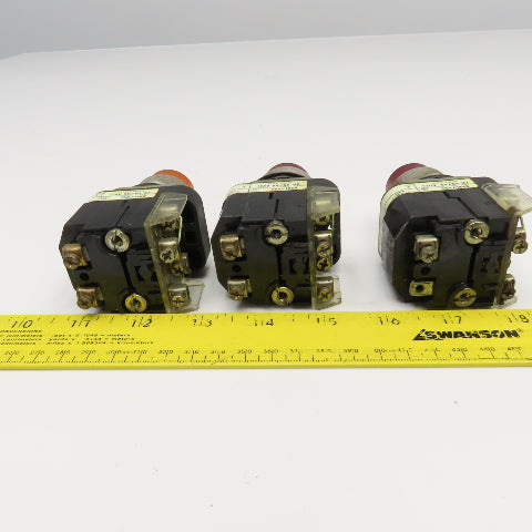 Allen Bradley 800T-PT16 120V Red  Amber Illuminated Push Button Switch Lot Of 3
