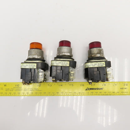 Allen Bradley 800T-PT16 120V Red  Amber Illuminated Push Button Switch Lot Of 3