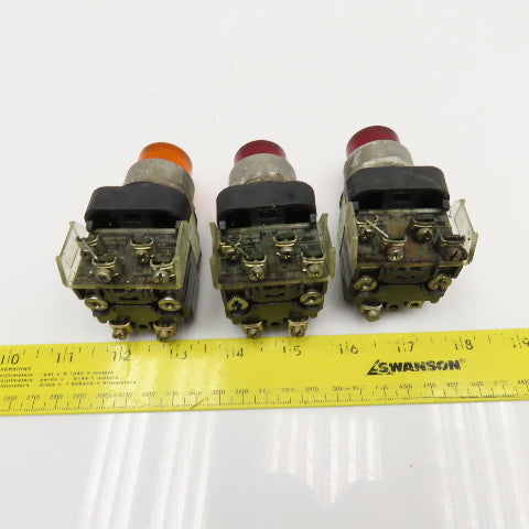 Allen Bradley 800T-PT16 120V Red  Amber Illuminated Push Button Switch Lot Of 3