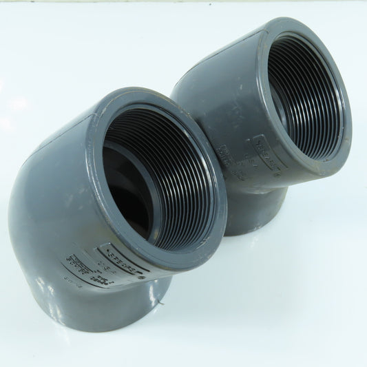Spears 817-030 3" 45 Degree Elbow FNPT x FNPT SCH80 Gray PVCI Pipe Fitting Lot/2