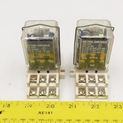 Deltrol 166 3PDT 3/4Hp 600VAC Max 24VAC Coil Ice Cube Relay W/ Base Lot Of 2