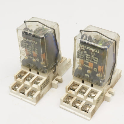 Deltrol 166 3PDT 3/4Hp 600VAC Max 24VAC Coil Ice Cube Relay W/ Base Lot Of 2