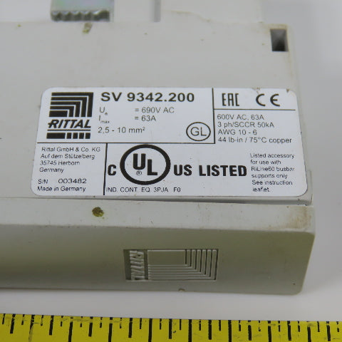 Rittal SV 9342.200 Connection Adapter 63A 690V 3-Pin 2.5-10mm Lot Of 2