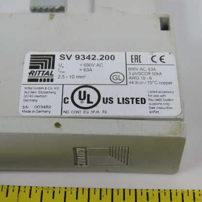 Rittal SV 9342.200 Connection Adapter 63A 690V 3-Pin 2.5-10mm Lot Of 2