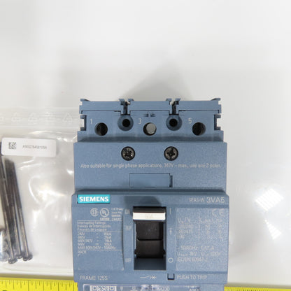 Siemens 3VA5160-4EC31-0AA0 60A Molded Case Circuit Breaker 600V Adjustable Trip