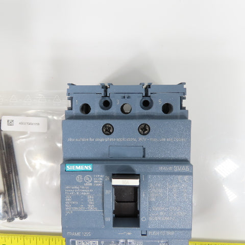 Siemens 3VA5160-4EC31-0AA0 60A Molded Case Circuit Breaker 600V Adjustable Trip