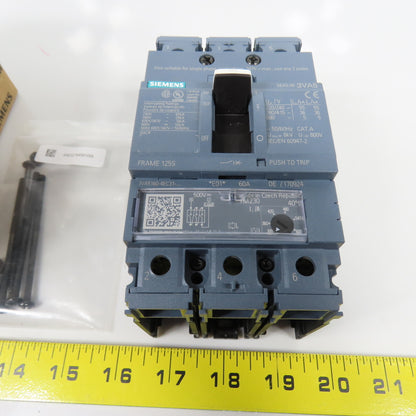 Siemens 3VA5160-4EC31-0AA0 60A Molded Case Circuit Breaker 600V Adjustable Trip